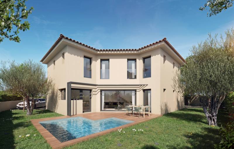  Vente dans programme immobilier terrain avec maison contemporaine avec garage et piscine sur Sanary sur mer